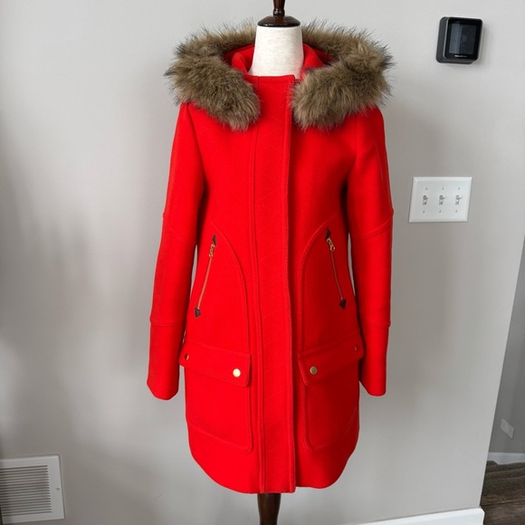 NWOT! Rare! Chateau parka in Italian stadium-cloth wool with Removable Fur Trim - Picture 8 of 11
